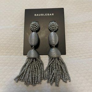 NWT BaubleBar Silver Tassel Earrings